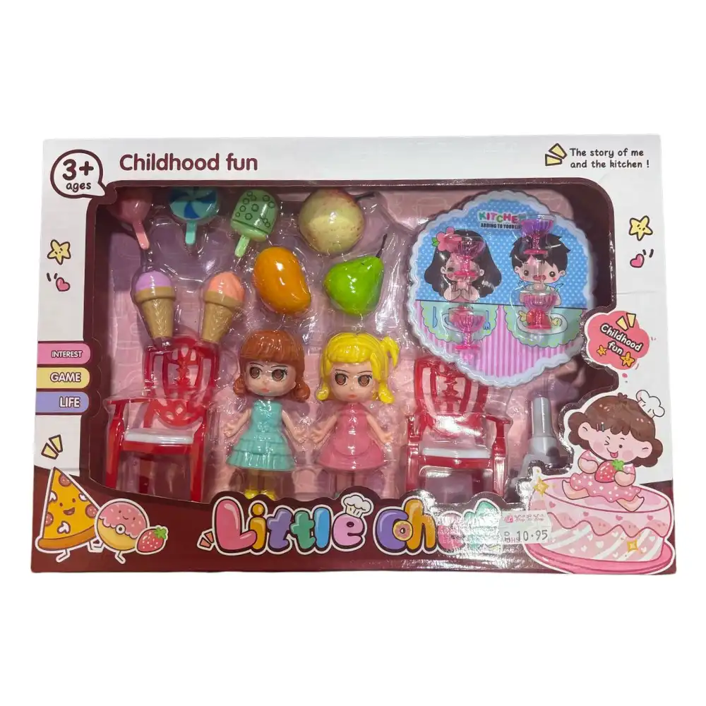 Little Chef Pretend To Play Kitchen Food Toy Set For Girl Kids- Multi-Color