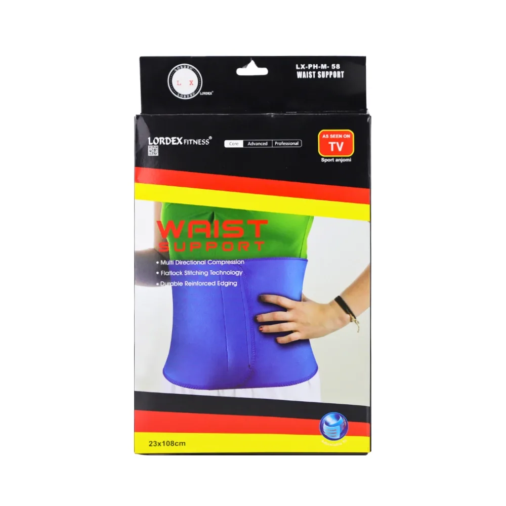 Lordex Fitness Waist Support Belt LX-PH-M-58, Size- 23 X 108 cm- Blue