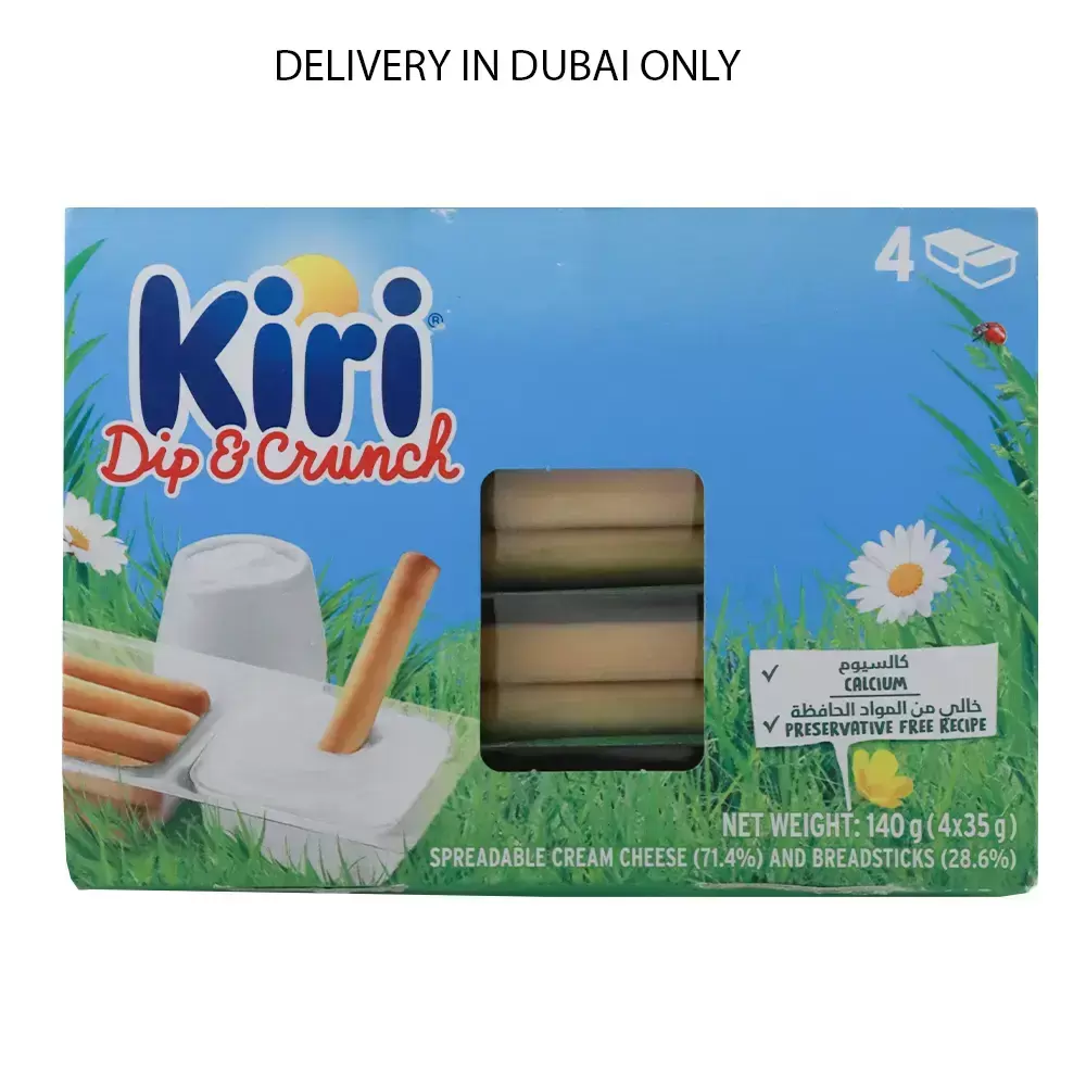 Kiri Dip and Crunch Spreadable Cream Cheese and Breadsticks- 140gms (Delivery in Dubai Only)