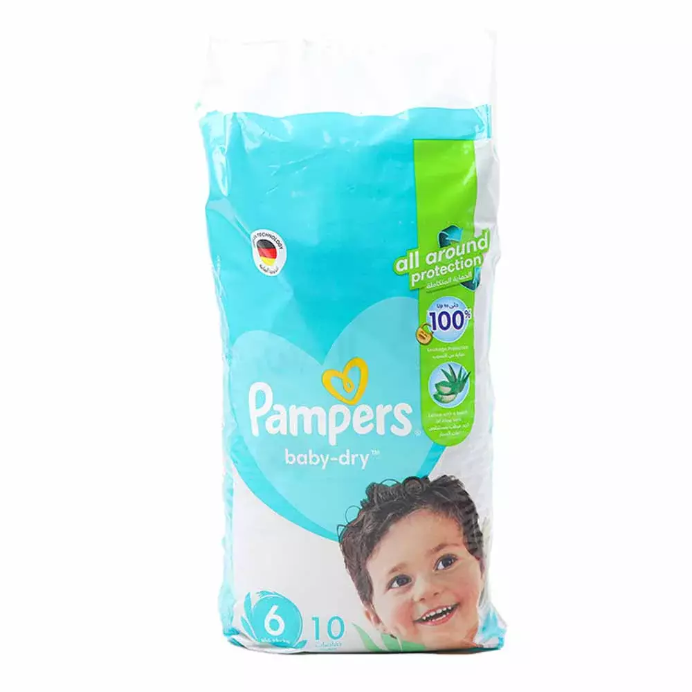 Pampers Dry Diapers, Size 6, 13+ Kg, Carry Pack, 10 Count, Baby Diapers