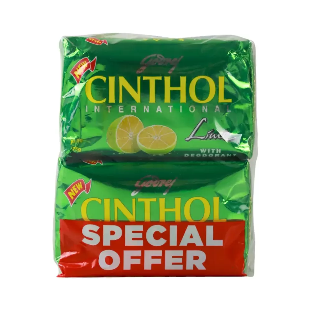 Cinthol Limettenseife – 75 G, 4 Stück, Erfrischend & Belebend