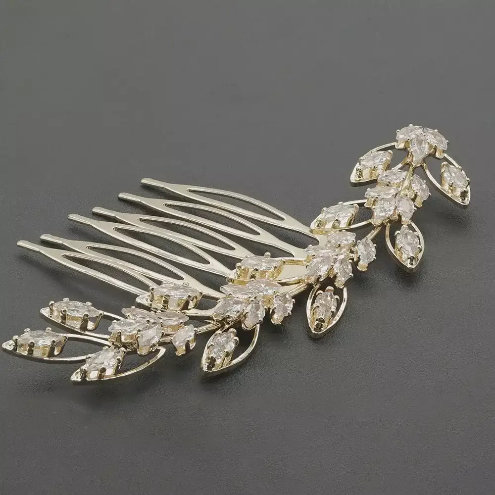 Wedding Bridal Alloy Hair Combs Headpiece with 3Petals Trillium