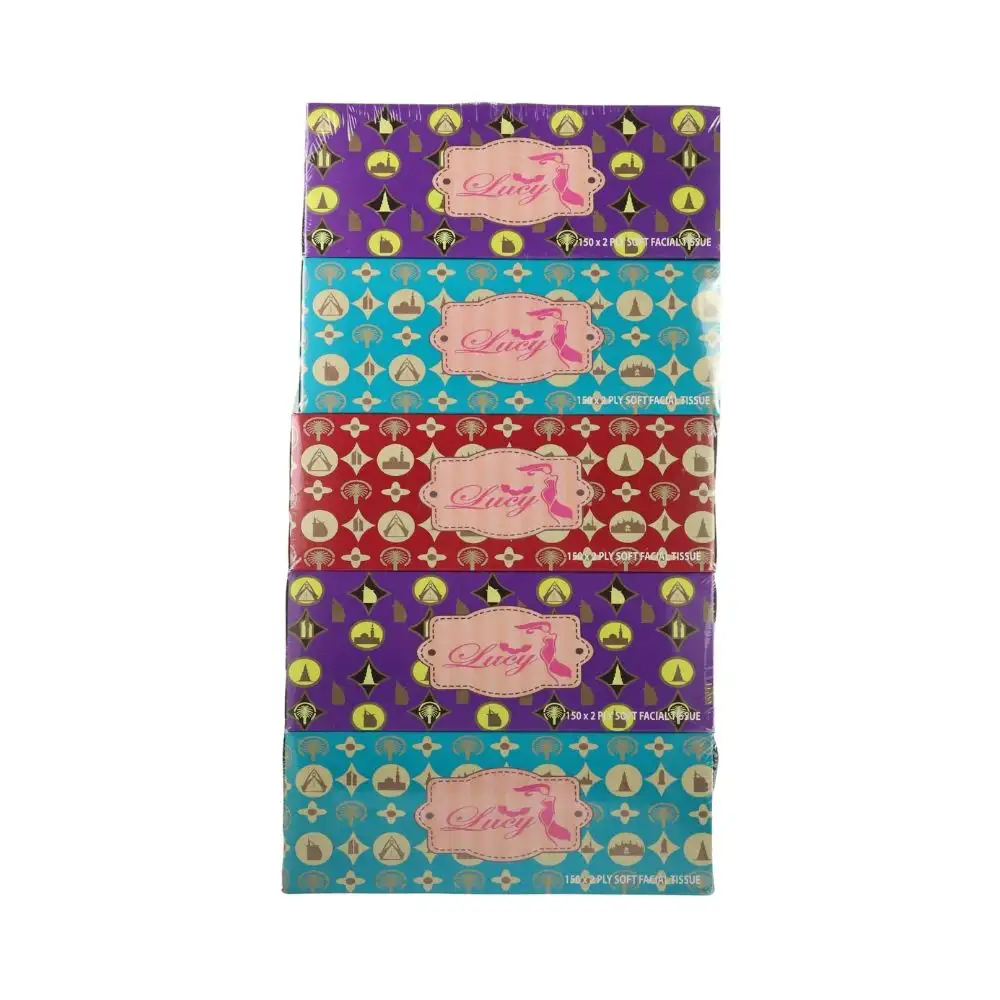 Lucy Soft Tissue Facial Tissue 150 Sheets 2 Ply Pack of 5