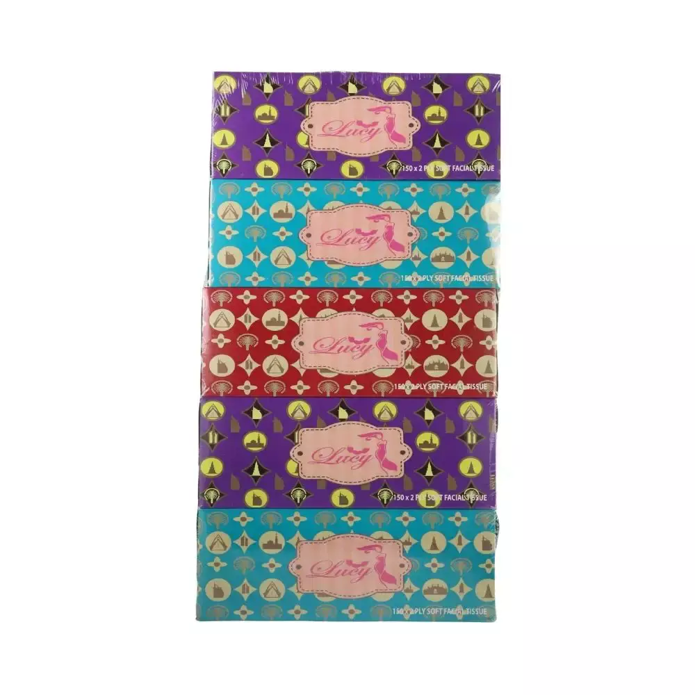 Lucy Soft Tissue Facial Tissue 150 Sheets 2 Ply Pack of 5