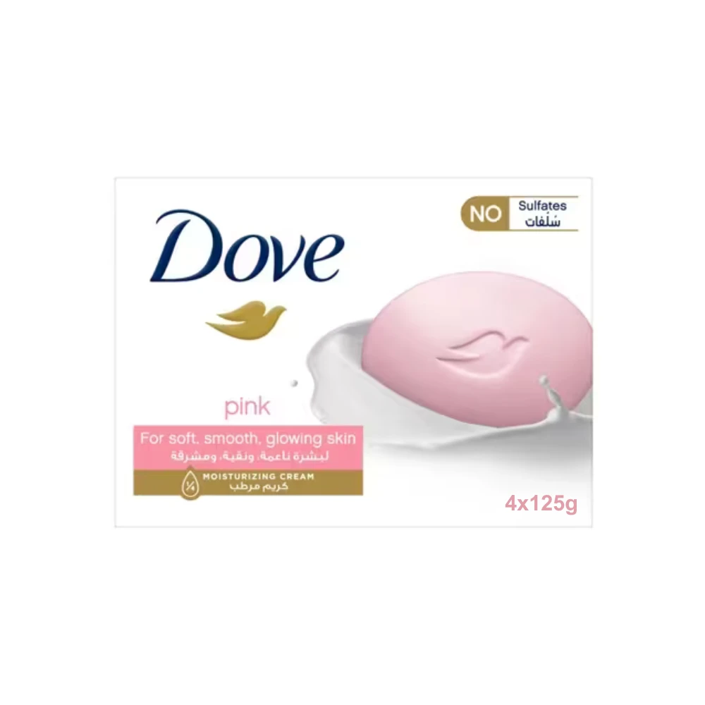Dove Pink Soap Bar For Soft Smooth Glowing Skin- 4X125gms