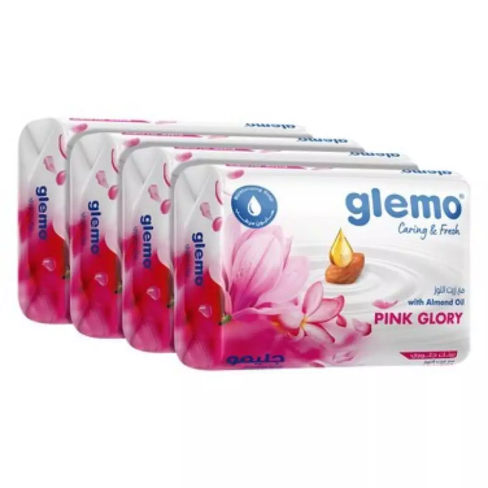 Glemo Caring and Fresh Pink Glory Bar Soap with Almond Oil 4 X 120gms
