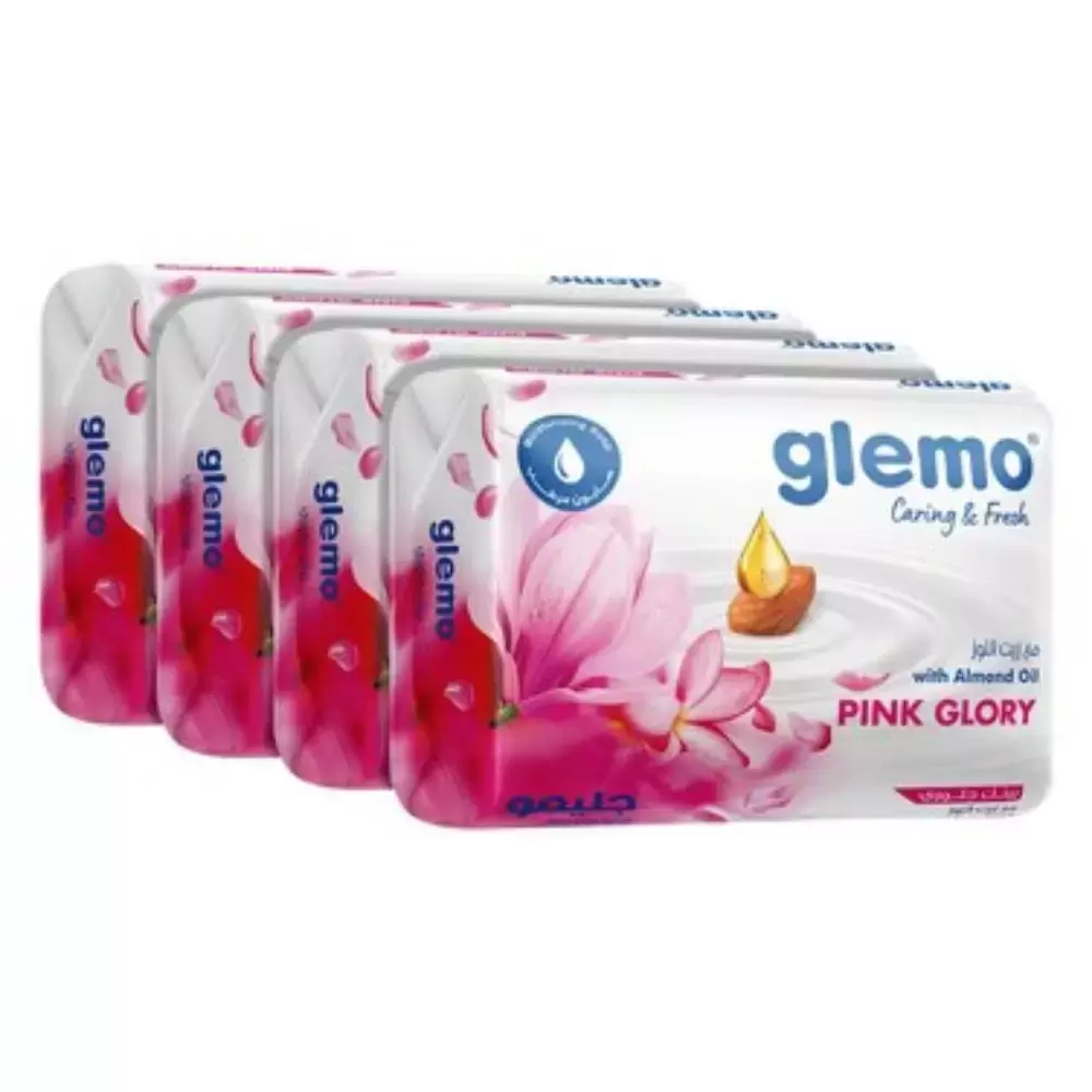 Glemo Caring and Fresh Pink Glory Bar Soap with Almond Oil 4 X 120gms