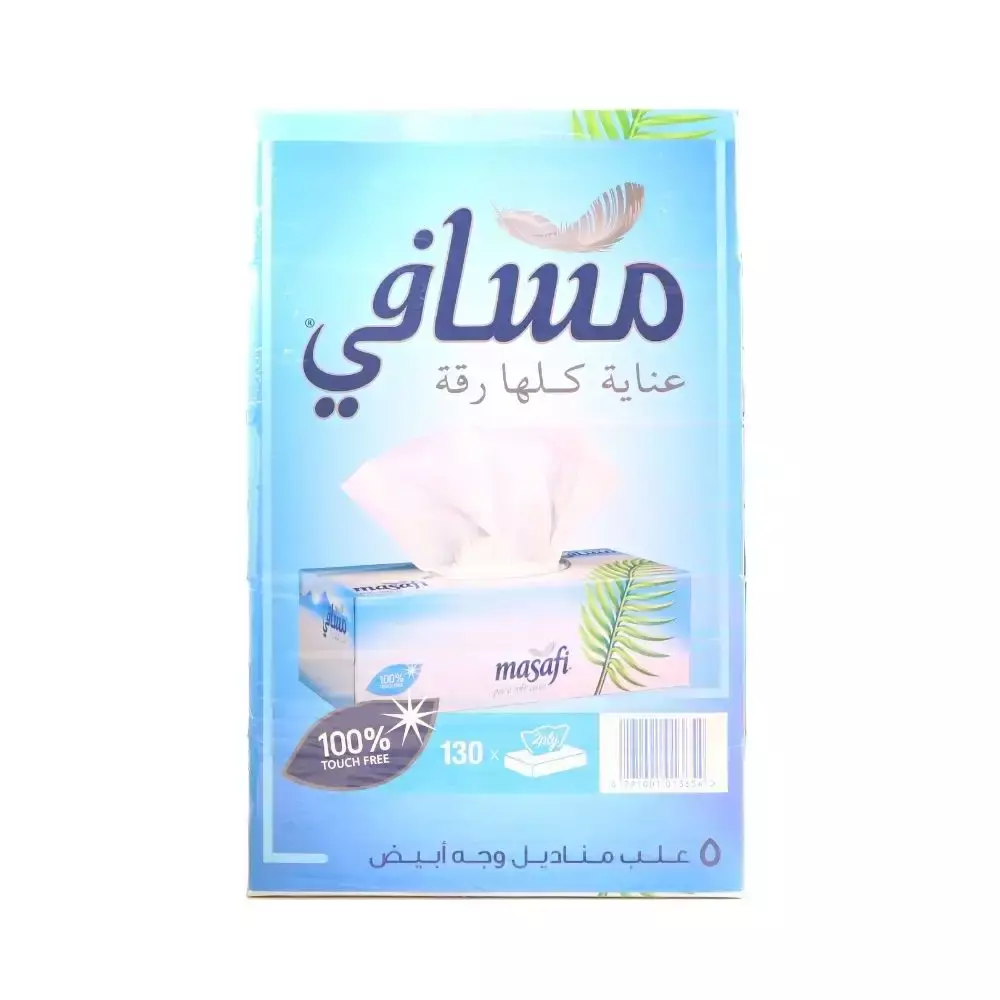 Masafi Pure Soft Tissues, White Tissue 130 X 2 Ply, Pack of 5