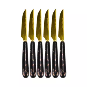 6pcs Stainless Steel Steak Knives Set, Gold / 6 Pieces
