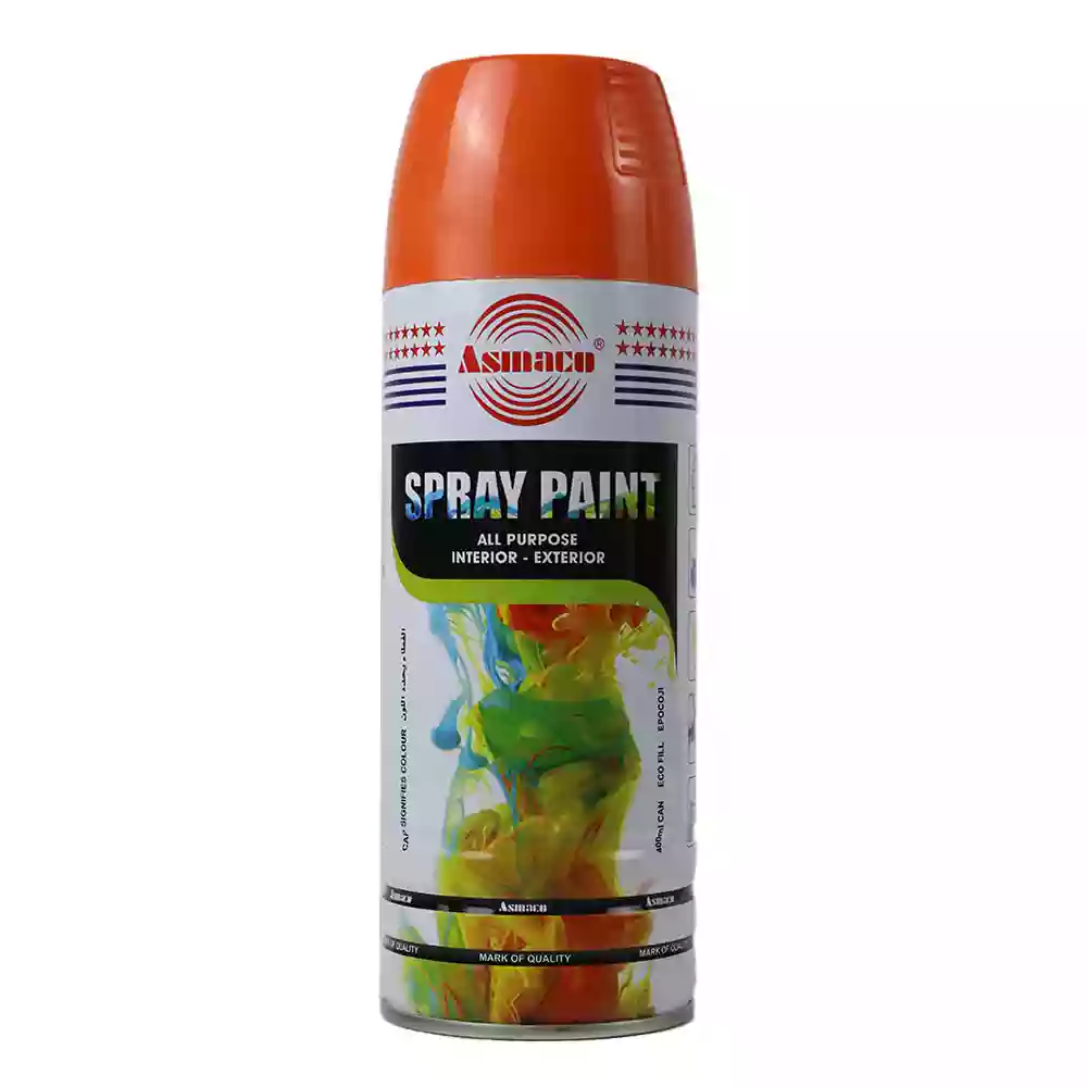 Asmaco Spray Paint All Purpose Interior Exterior Acrylic Paint- Orange Color 400ml