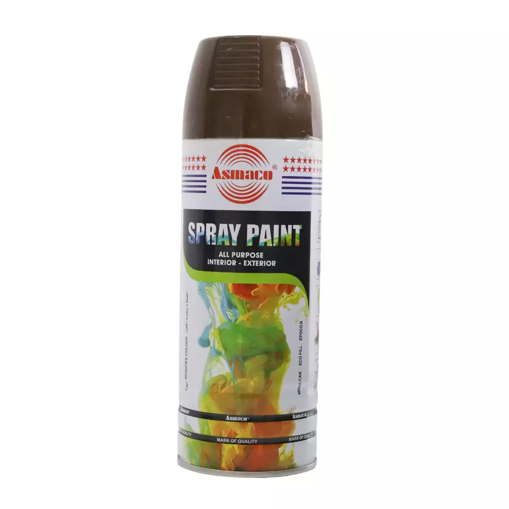 Asmaco Spray Paint All Purpose Interior Exterior Acrylic Paint- Dark Brown Color 400ml