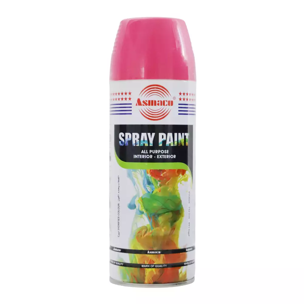 Asmaco Spray Paint All Purpose Interior Exterior Acrylic Paint- Pink Color 400ml