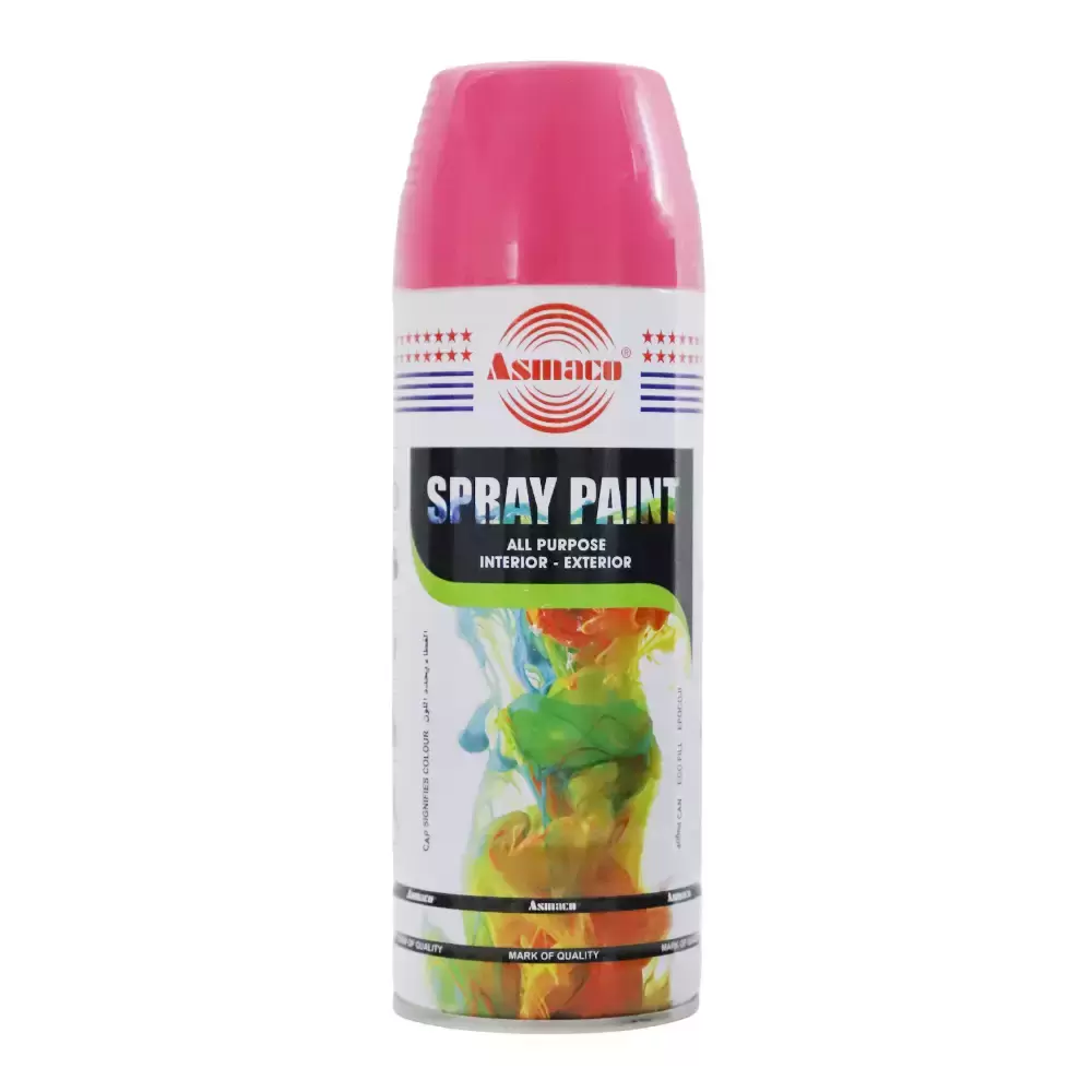 Asmaco Spray Paint All Purpose Interior Exterior Acrylic Paint- Pink Color 400ml
