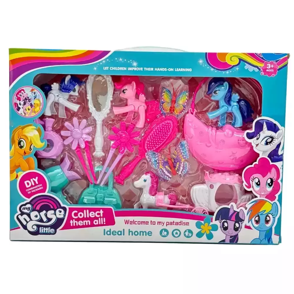 My Horse Little Cute Pony Figure Set With Dreamy Princess Beauty Set Horse And Carriage 14pcs Set