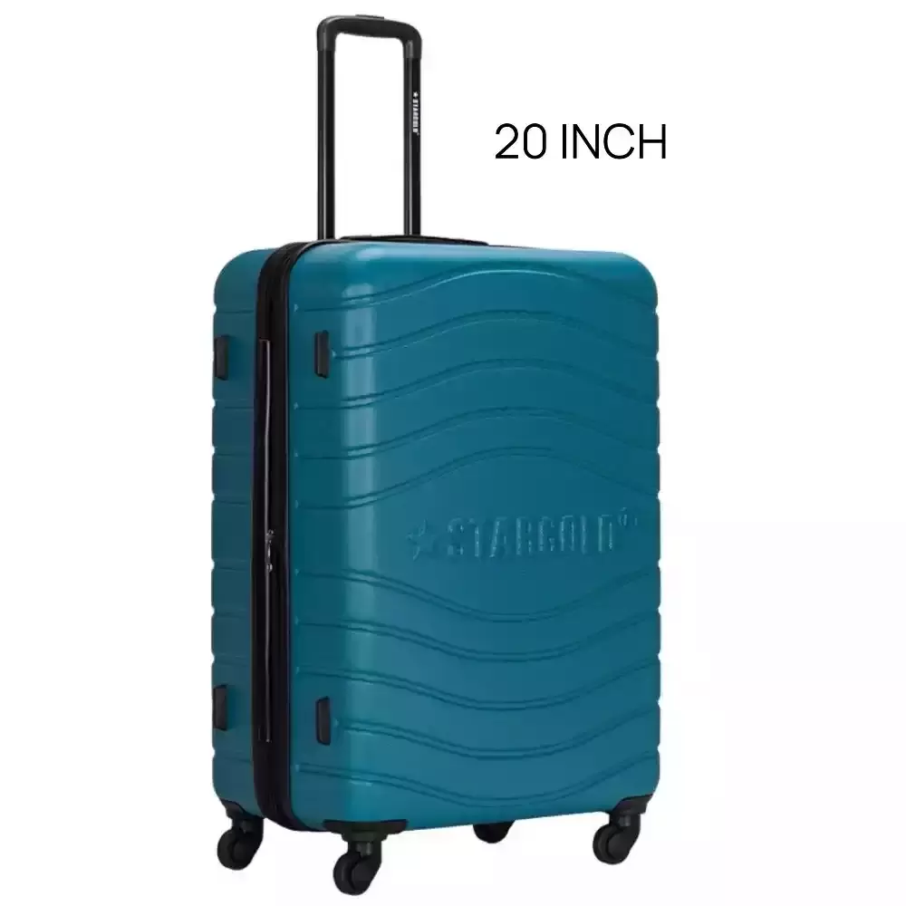 Stargold Heavy Duty ABS Travel Trolley Luggage With Number Lock And 4 Spinner Wheels 20 inch Green