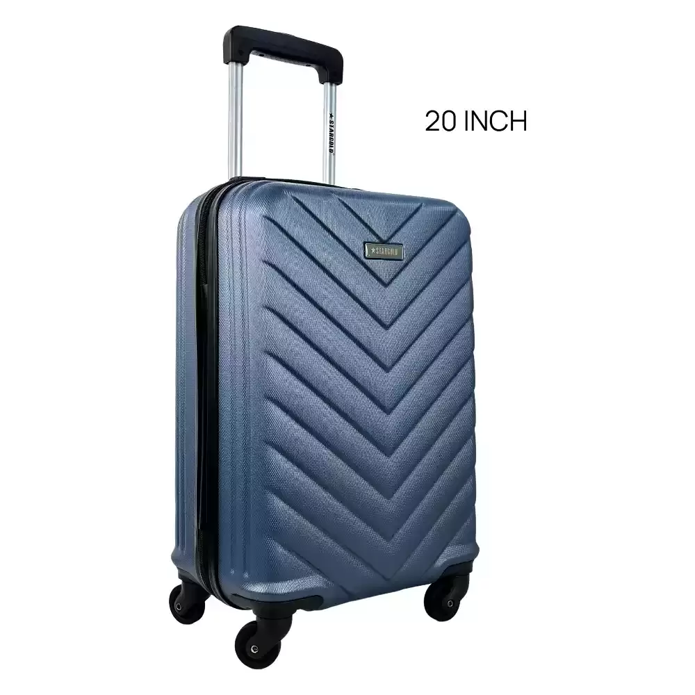 Stargold Lockable System ABS Travel Trolley Bag With Multi Directional 4 Double Wheels 20 inch Dark Blue