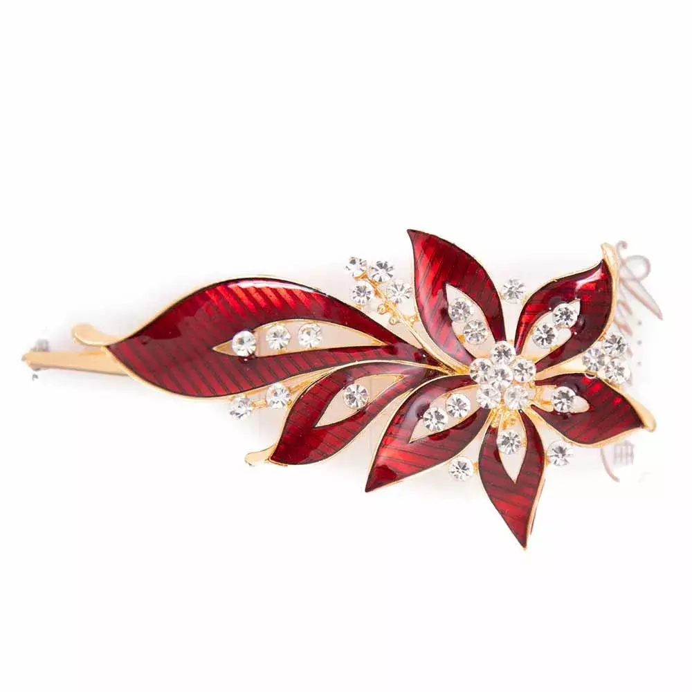 Fashion Sparkly Glitter Rhinestones Hair Barrettes Flower Design Hairpin Elegant Hair Clips for Wom