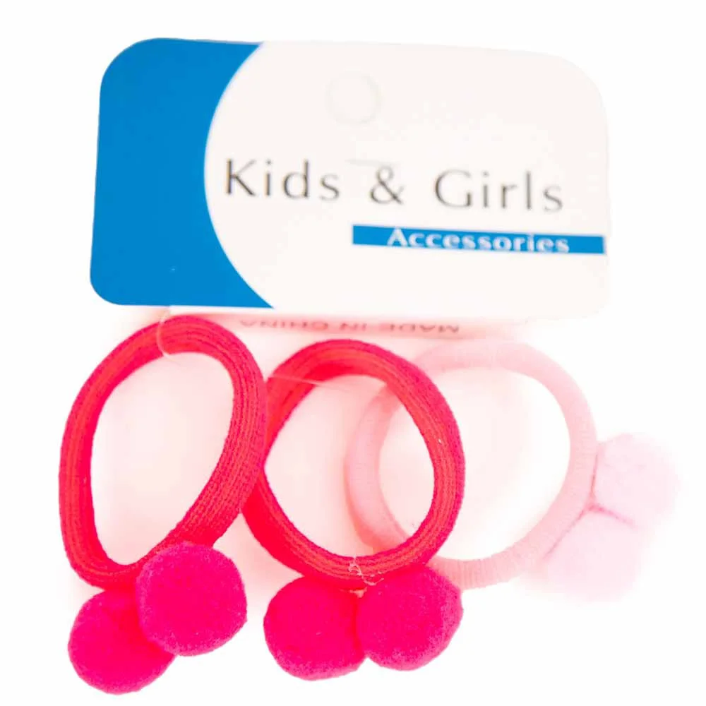 3pcs of Hair Ties, Designed Hair Bands, Rubber Band, Simple Ponytail  Headbands for Kids- Pink