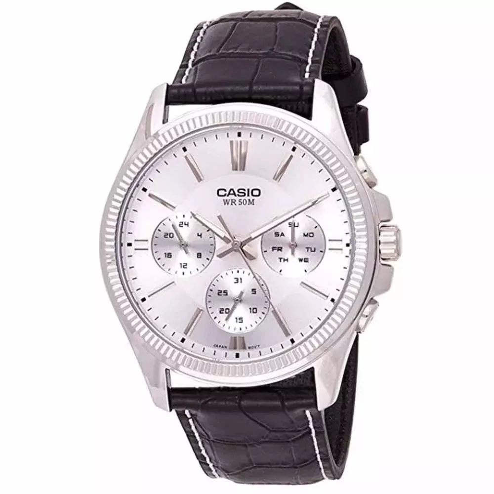 Casio men's leather strap 2025 watches