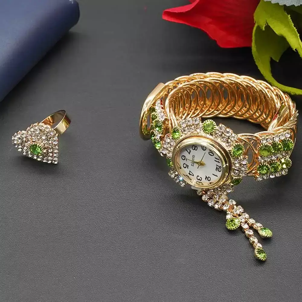 Anne Klein Women's 10-7604CHRM Swarovski Crystal Gold-Tone Charm Bracelet Watch