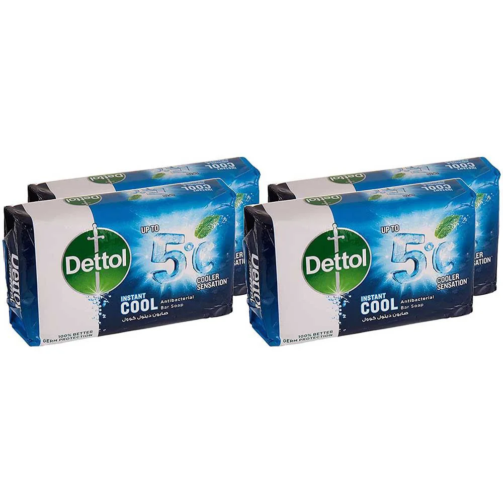 Dettol Instant Cool Antibacterial Bathing Soap Bar With Menthol And Eucalyptus- 4X165gms