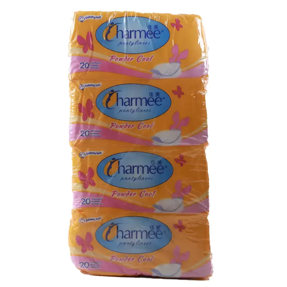 Charmee Breathable Panty Liners Power Cool 4 In 1 Pack, 80 Pcs