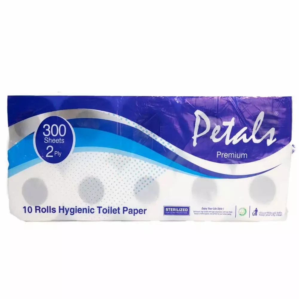 Petals Hygienic Toilet Tissue Paper Rolls 2PlyX300 Sheets- 10pcs