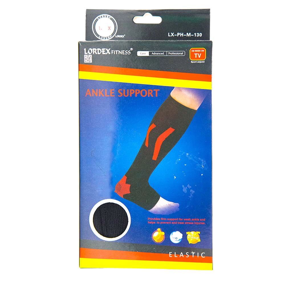 Lordex Fitness Ankle Support Elastic- Black and Red (LX-130)
