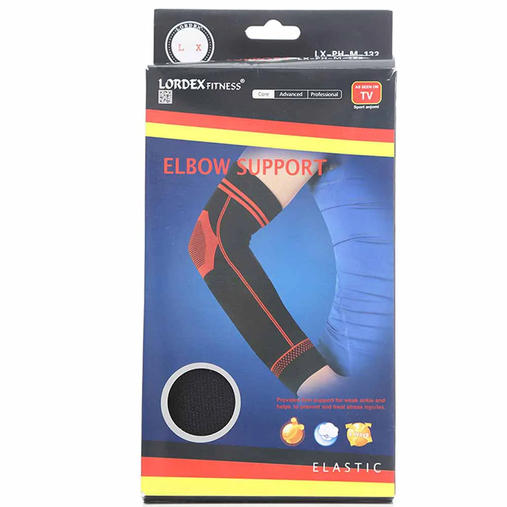 Lordex Elbow Support, Elastic Sports Elbow Support Pad- Red and Black