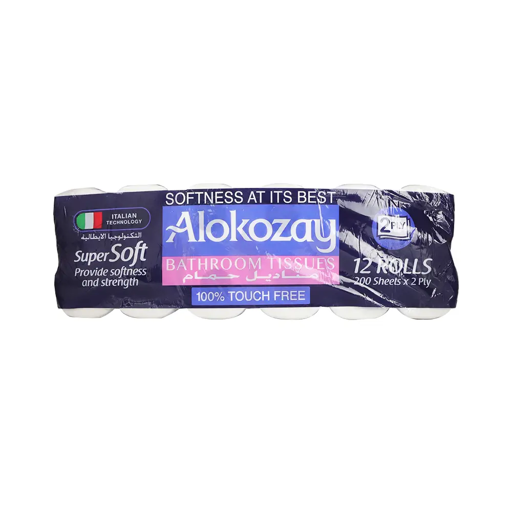 Alokozay Bathroom Tissues Super Soft Tissues- 200 Sheets X 2 Ply