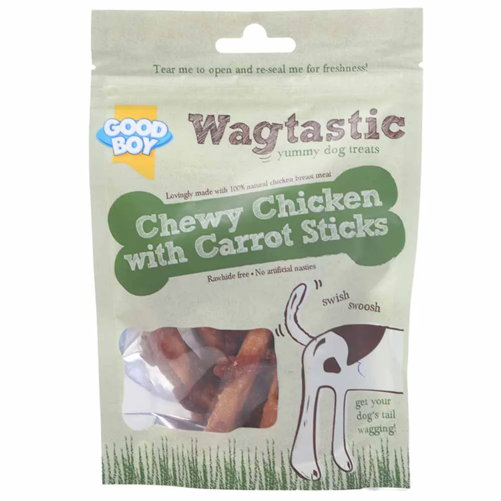 Good Boy Wagtastic Yummy Dog Treats Chewy Chicken with Carrot Sticks Dog Food 90g