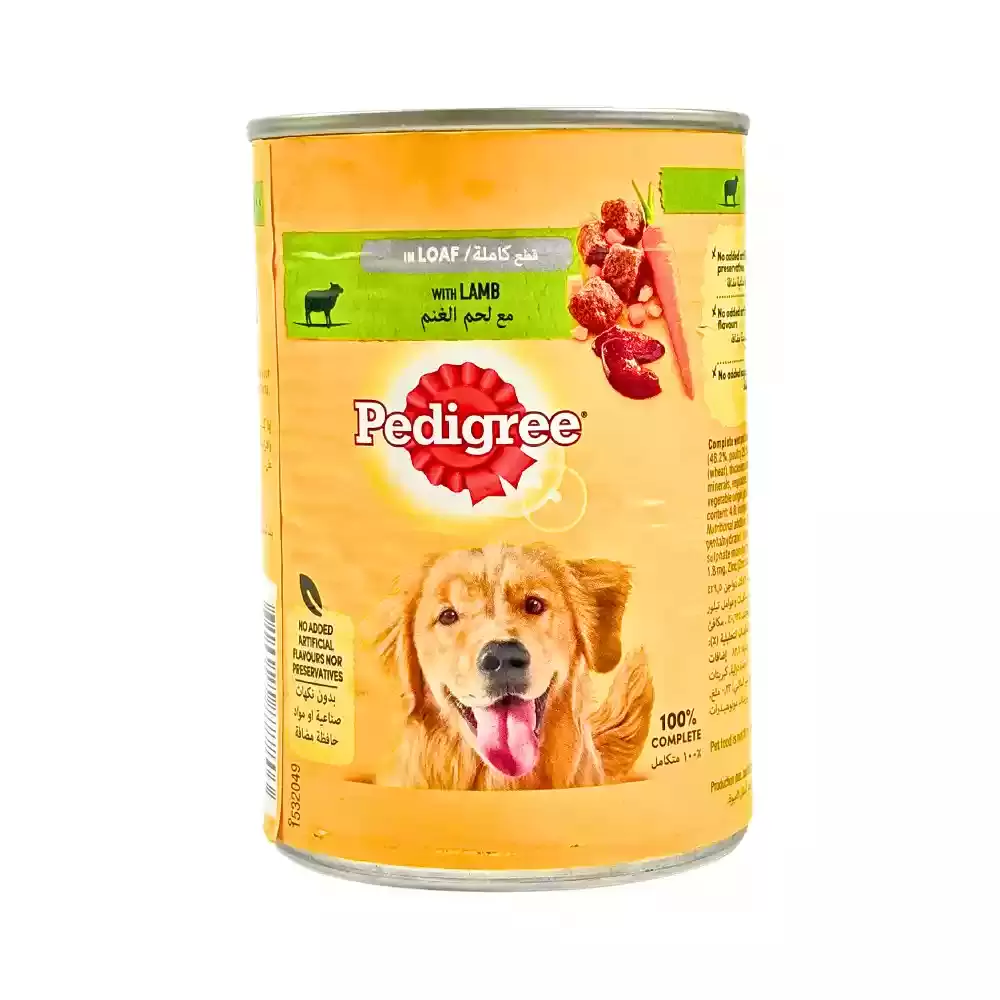 Pedigree In Loaf Lamb Dog Wet Food Can With Vitamin B And Iron