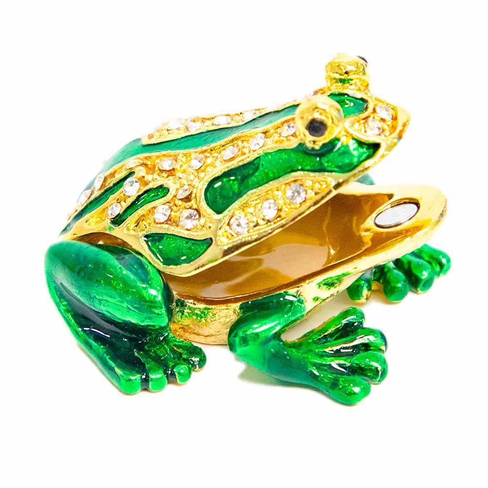 Metal Frog Decorative Souvenir, Mini Collectible Vintage Frog, Antique Golden, Green Frog