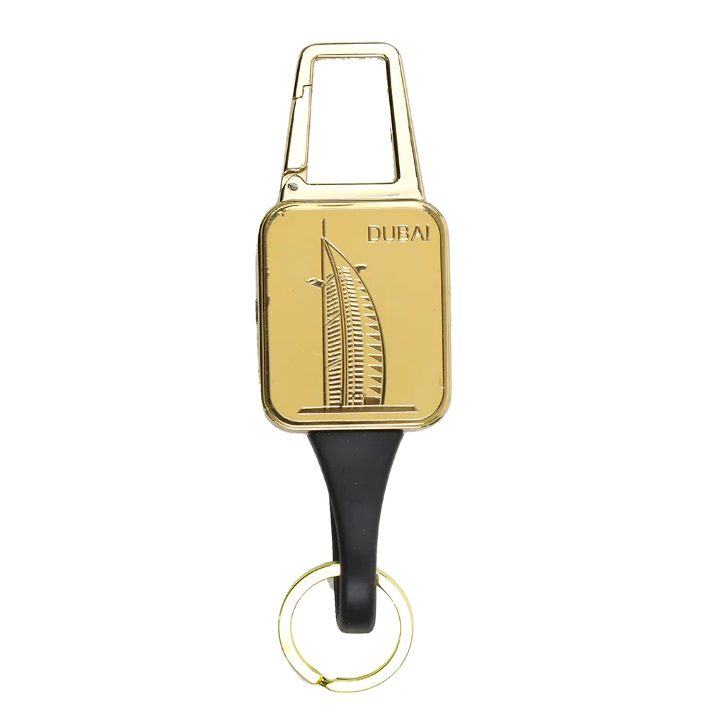 Pantheraa Fashionable Charging Lighter with Side Lock Button 2 Key Holder Burj Al Arab Print- Golden