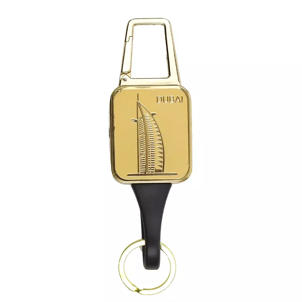 Pantheraa Fashionable Charging Lighter with Side Lock Button 2 Key Holder Burj Al Arab Print- Golden