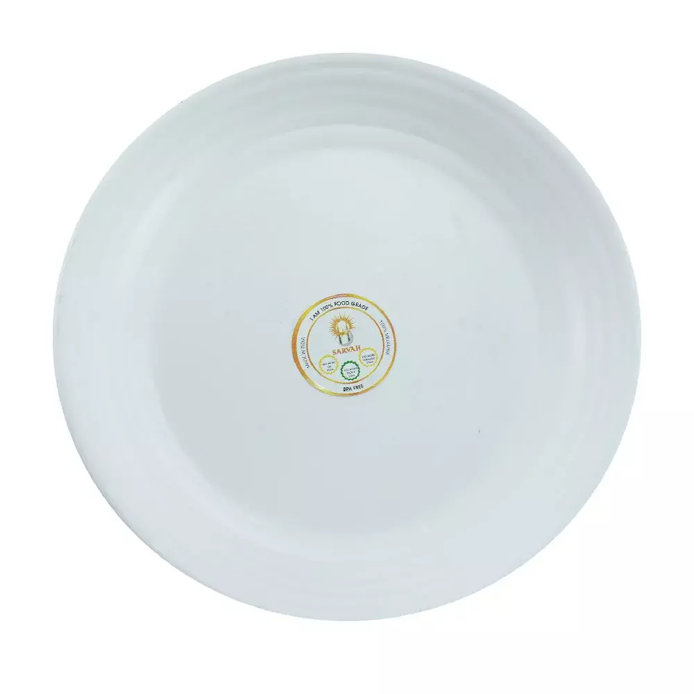 Sarvah Soup Plate, Melamine Round Plate White- 9inch