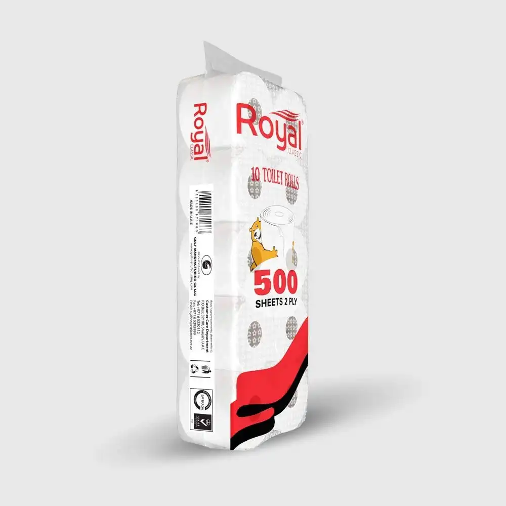 Royal Classic Toilet Rolls 2 Ply, 500 Sheets Per Rolls - Pack of 10 Rolls