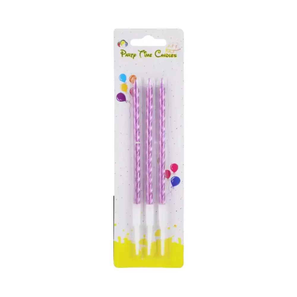 Party Time 3 Pcs Candle Cake Topper for Party Decoration- Purple