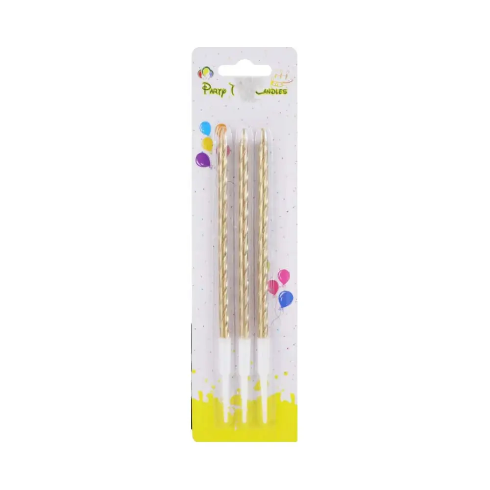 Party Time 3 Pcs Candle Cake Topper for Party Decoration- Golden