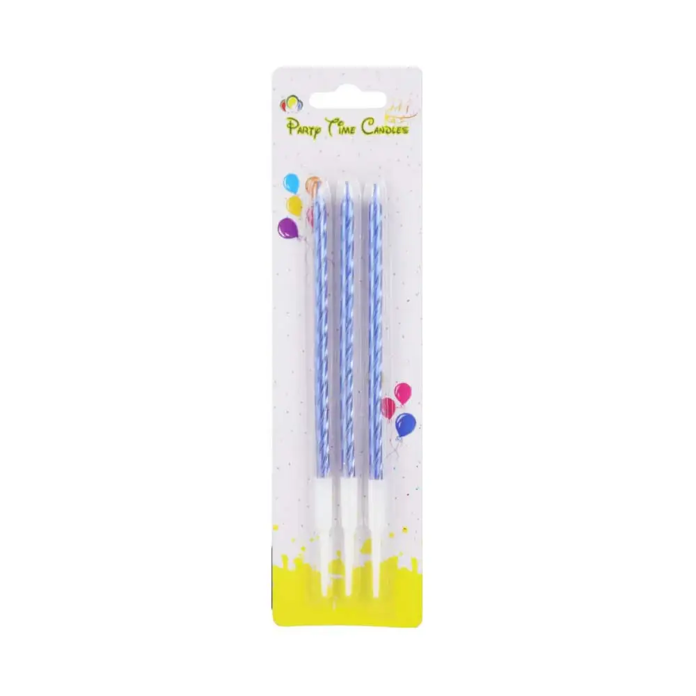 Party Time 3 Pcs Candle Cake Topper for Party Decoration- Blue