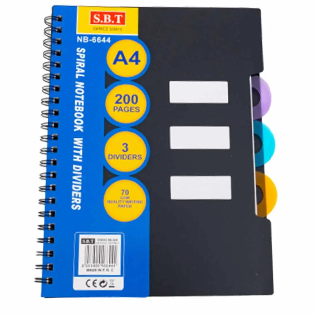A4 classifide spiral notebook with dividers for school and office