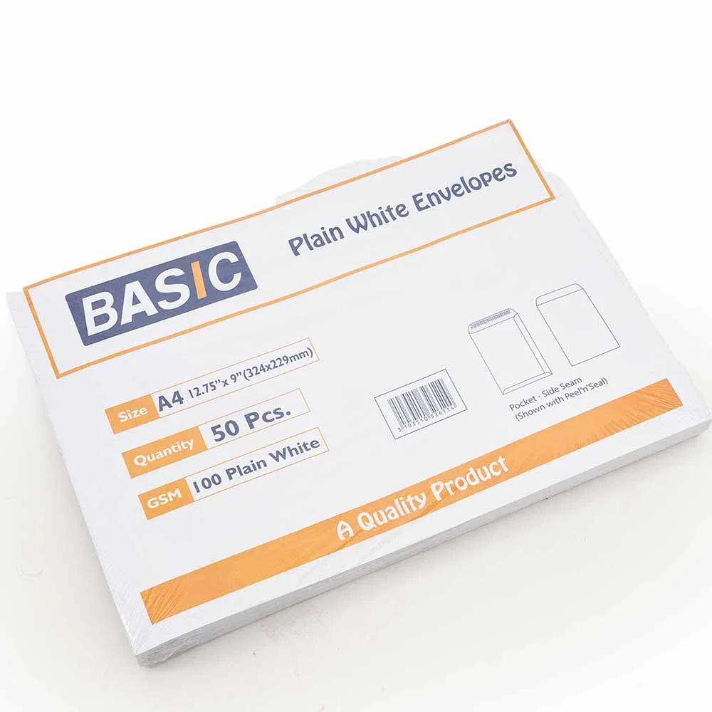 Basic High Quality Plain White Envelopes Set of 50 pcs