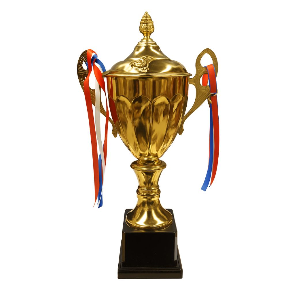 Large Golden Plated Trophy For Tournaments And Awards- 25X45cm