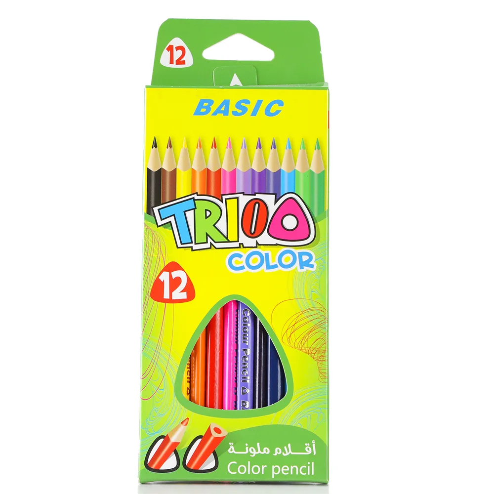 Basic Triangle Shape Colour Pencils 12pcs- Green and Yellow