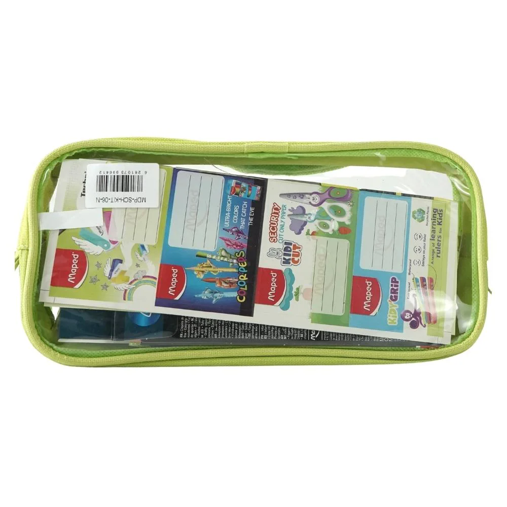 Maped Stationery Zipper Green Zipper Bag, Stationery Gift Pack for