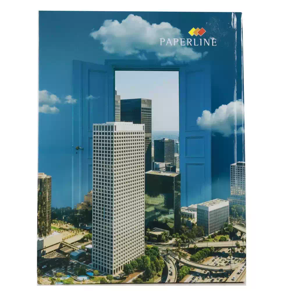 Paperline PVC Plain Notebook- Single Line with Borders and Building Design-60 Sheets
