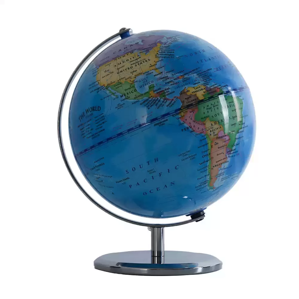 World Globe Map with Stainless Steel Arc and Base- 20cm