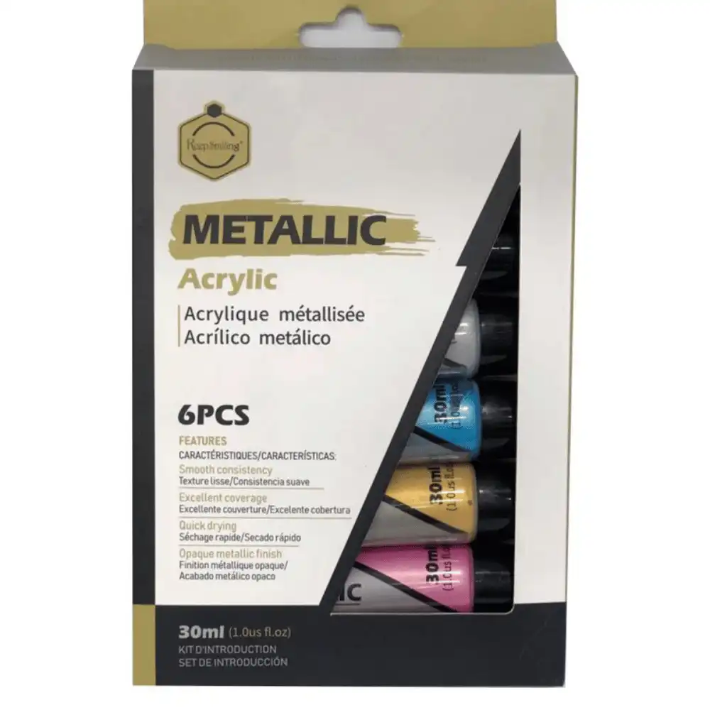 Multicolor Metallic Acrylic Painting Color Set- 6pcs