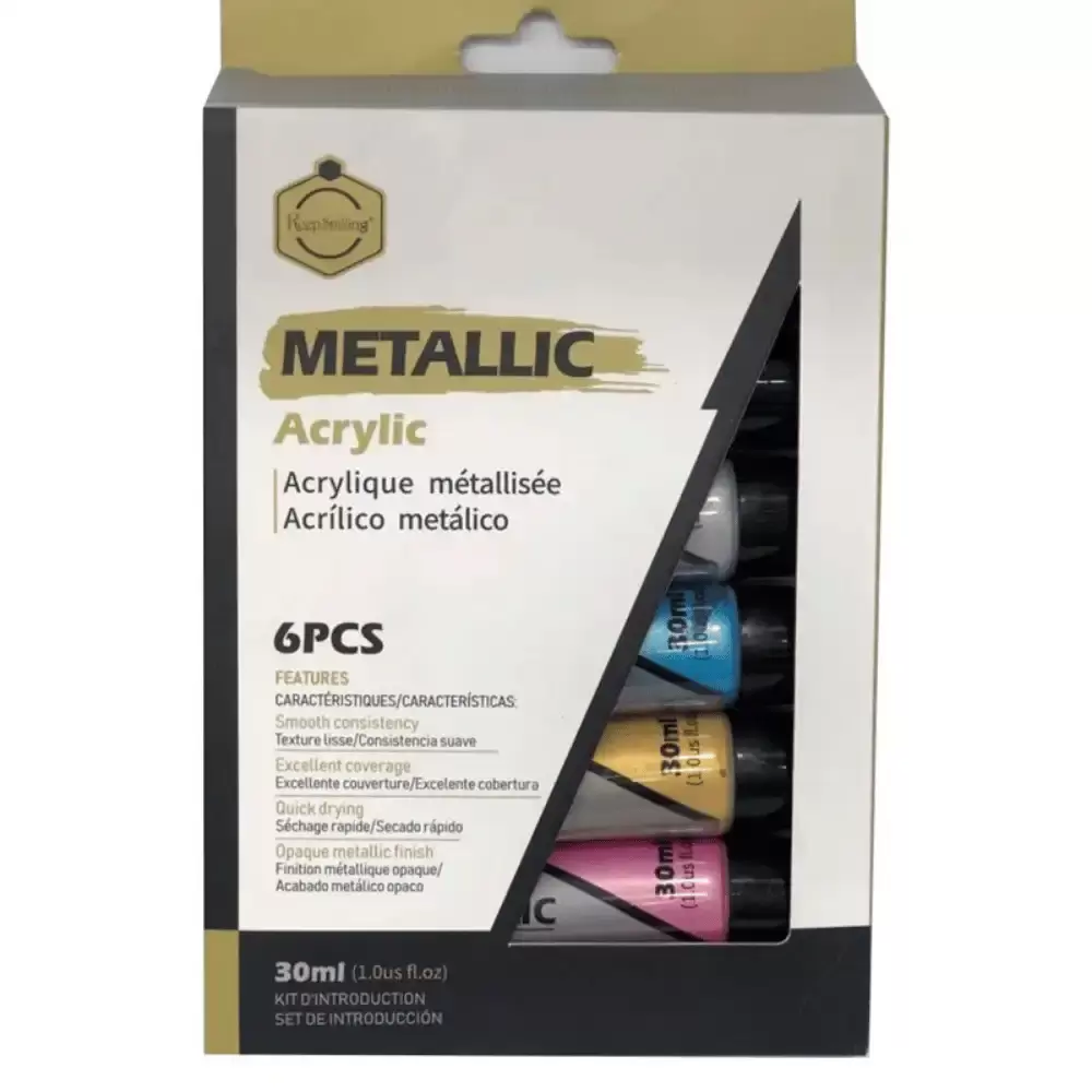 Multicolor Metallic Acrylic Painting Color Set- 6pcs