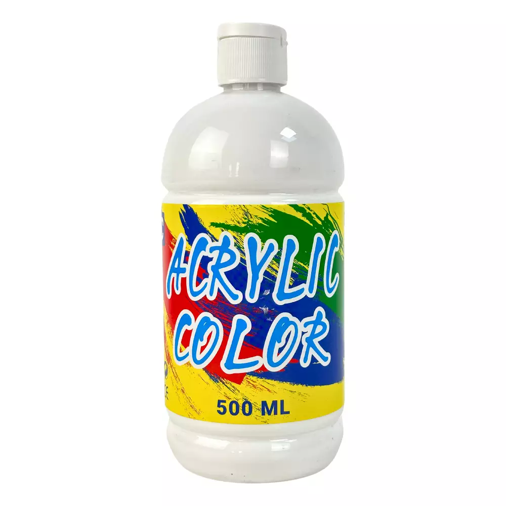Basic Art And Craft Acrylic White Color Bottle- 500ml